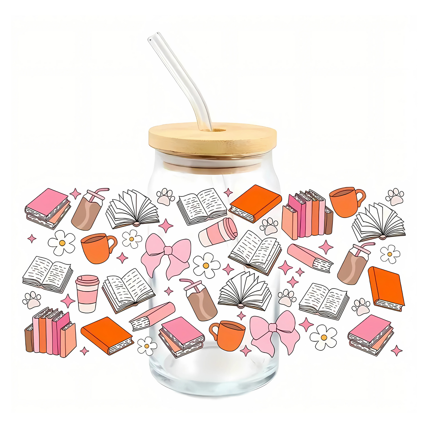 Pink x Orange Book Lovers drinkglas