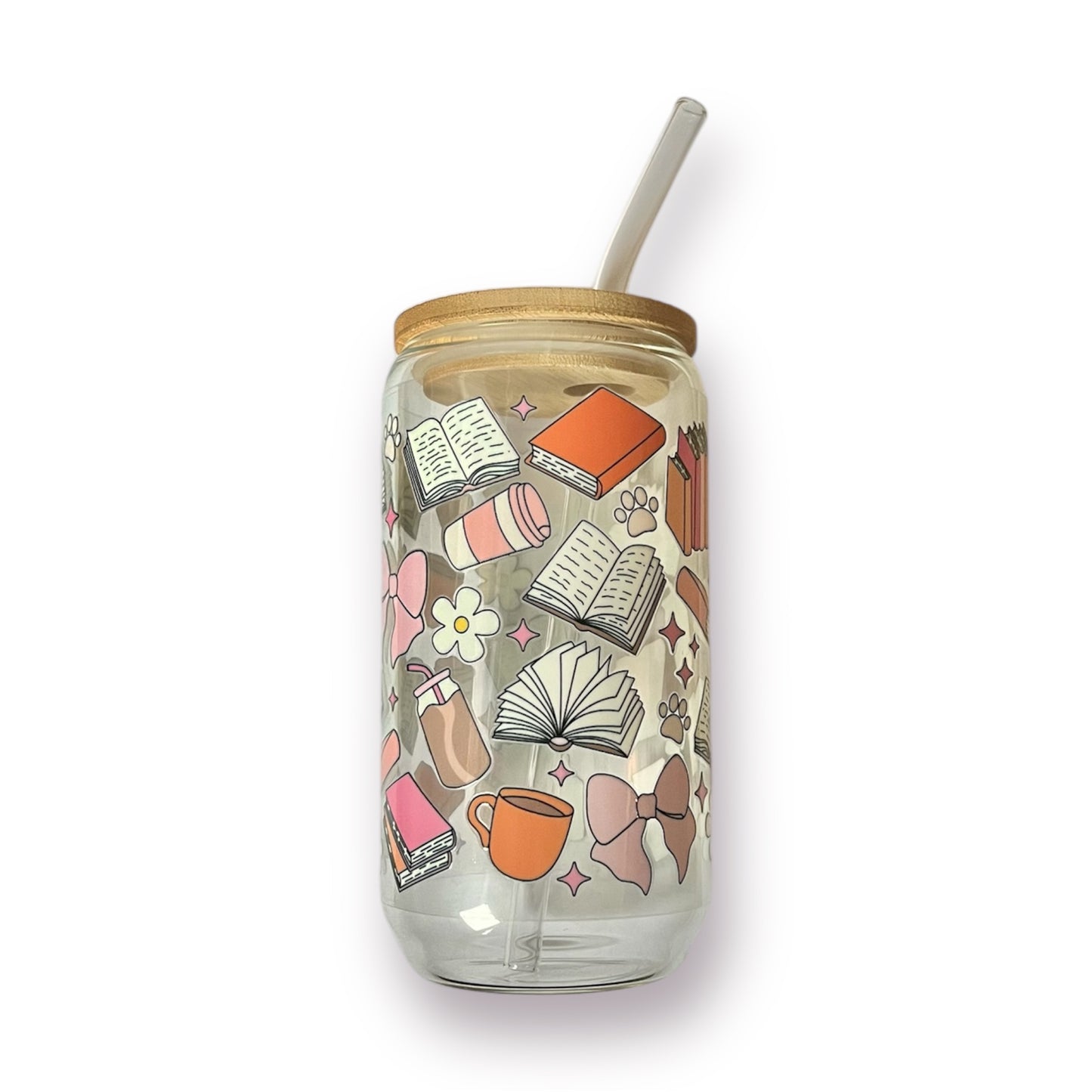 Pink x Orange Book Lovers drinkglas
