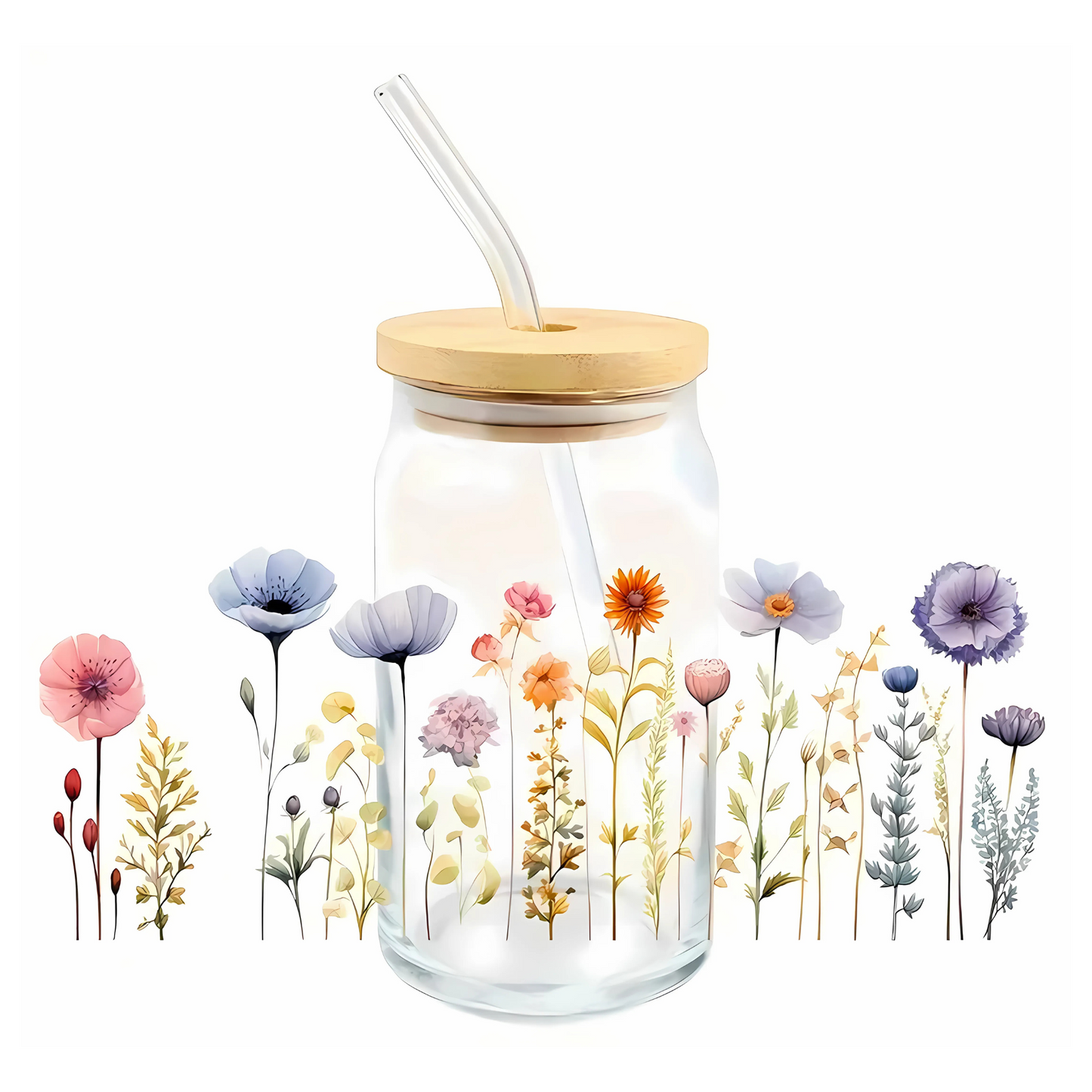 Wildflowers Watercolor drinkglas